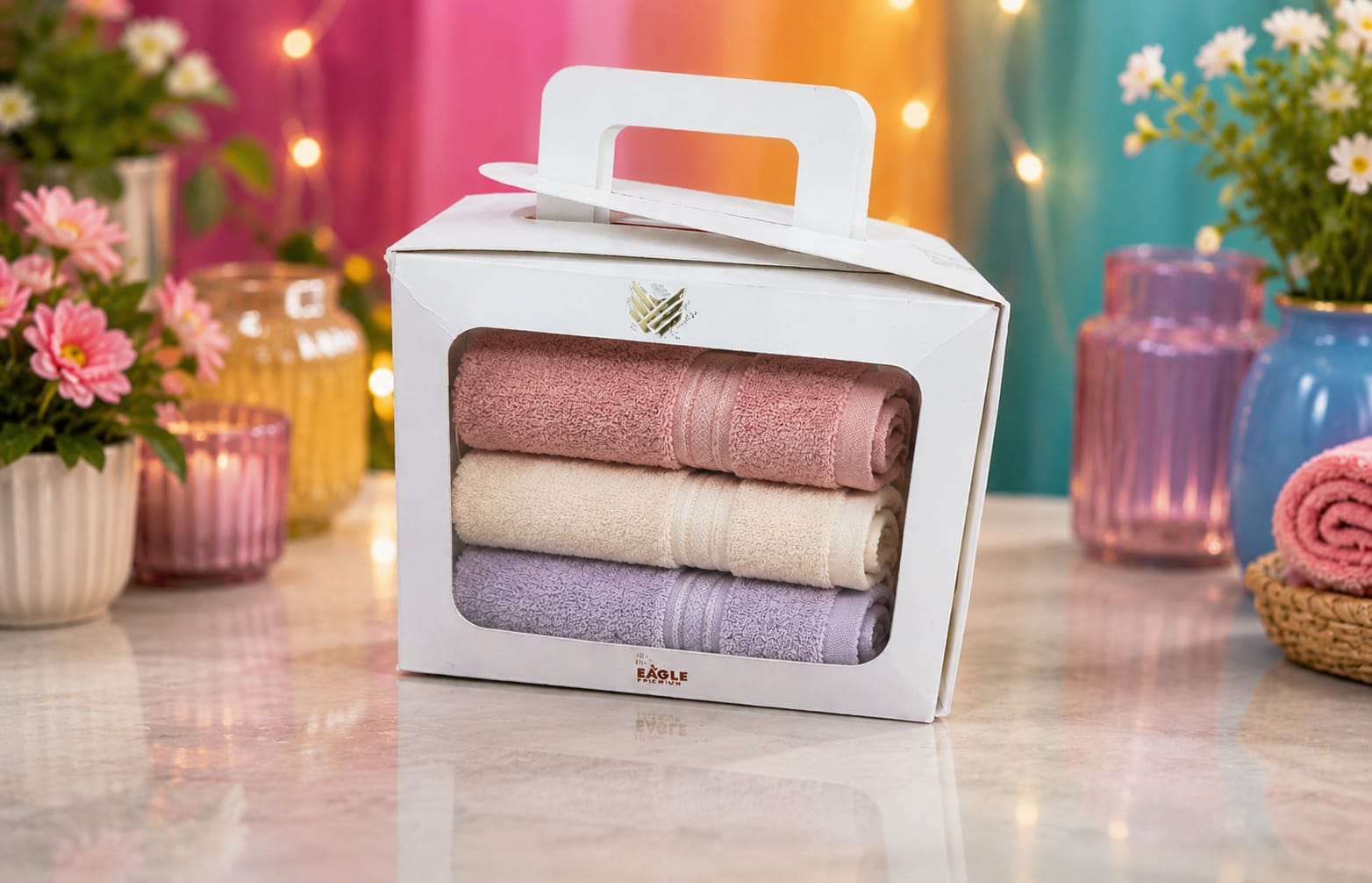 White Handle Towel Box by Eagle Print Care
