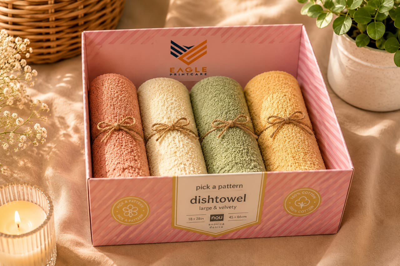 Pink Dish-Towel Display Box by Eagle Print Care