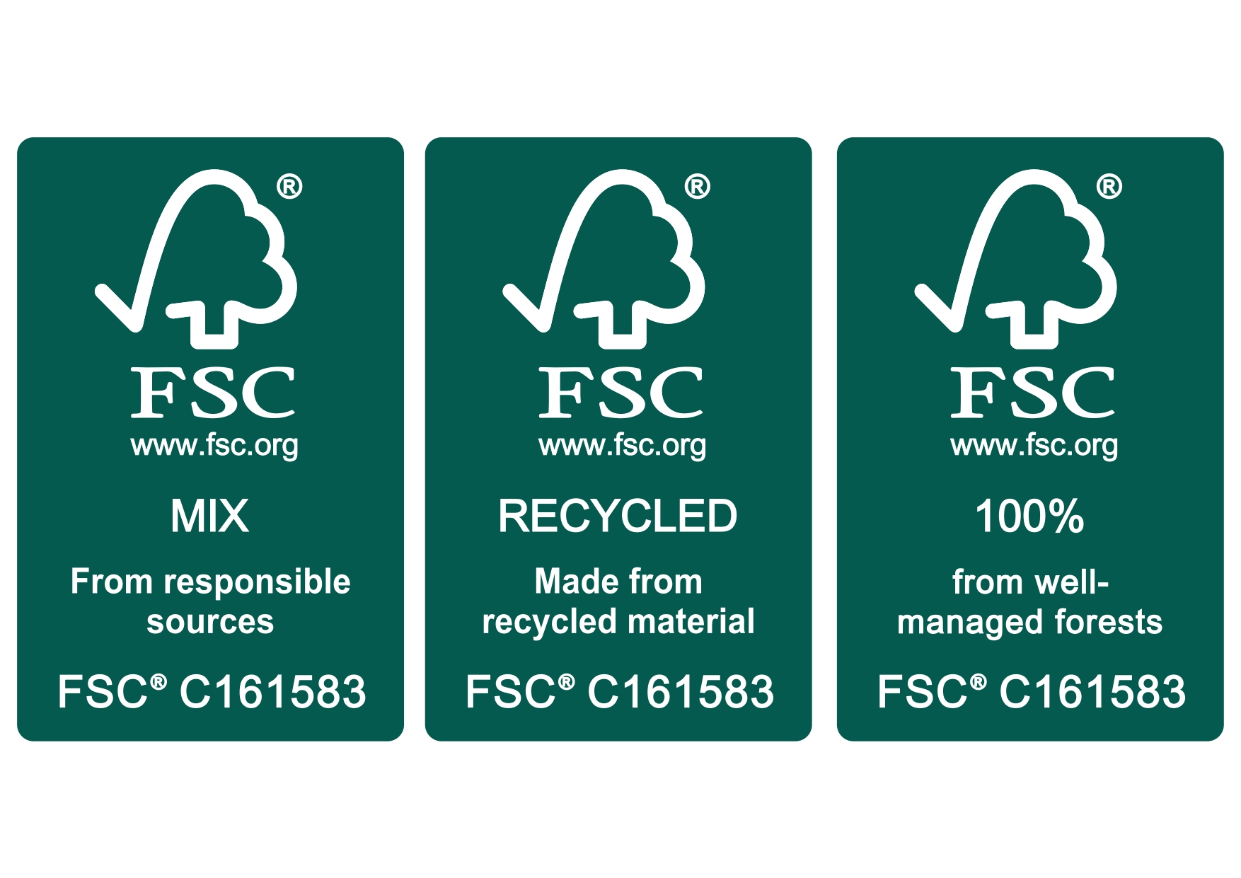 FSC Mix, FSC Recycled and FSC 100% labels with Eagle Print Care licence code C161583